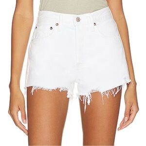 Agolde Sz 26 Parker White Denim Raw Hem Distressed Festival Jeans Shorts